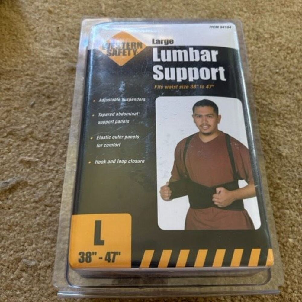 Western Safety Lumbar Support Size Large 38”-47” Belt With Suspenders *New*